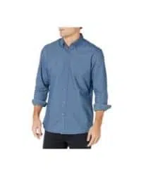 comprar camisa de vestir de manga larga azul para hombre