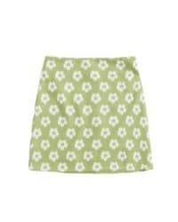 comprar minifalda estampado floral verde lima corte recto