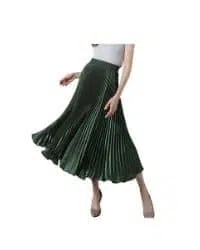 falda maxi plisada verde esmeralda