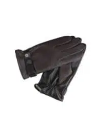 guantes de piel sintetica color cafe oscuro