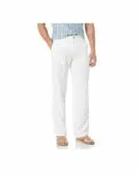 pantalon blanco de lino clasico para hombre