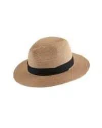 sombrero de paja panama de ala ancha con lazo negro para mujer