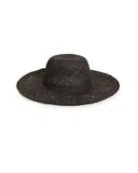 sombrero negro tejido de paja ala ancha mujer