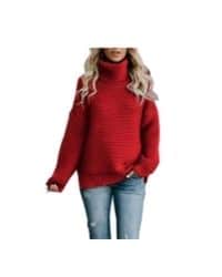 Suéter de punto grueso rojo
