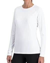 Camiseta blanca de manga larga con cuello redondo
