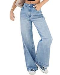 Jeans baggy Vony de tiro alto azul claro deslavado