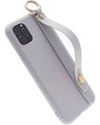 Iphone case gris con cinta y argolla