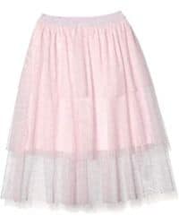 Falda midi de tul en capas con fondo rosa y transparencia