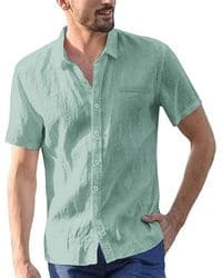 Camisa de manga corta de lino y algodon
