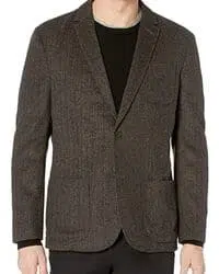 Blazer marron de lana corte regular con bolsas tipo parche