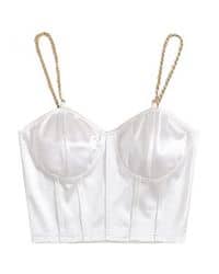 corset blanco para mujer con cadena 