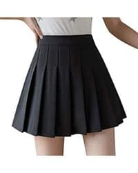 Mini falda tableada negra a la cintura