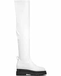 Botas altas arriba de la rodillas blancas con suela de goma