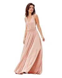 Outfit para fiesta casual con vestido palo de rosa y zapatos de tacón -  