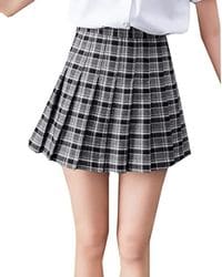 Falda tableada de cintura alta con estampado de cuadros