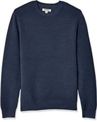  Suéter de algodón Suave con Puntada otomana azul marino