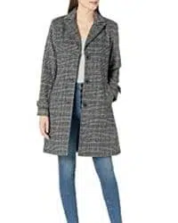 Abrigo largo de lana con diseño de cuadros
