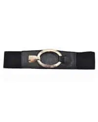 Cinturón negro elástico con hebilla ovalada
