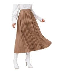 falda larga plisada color camel 
