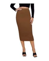 Falda midi ajustada marrón