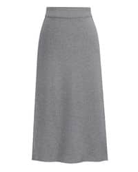 falda de punto recta gris claro 