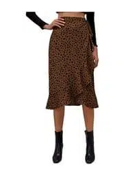 Falda marrón y negro con olan